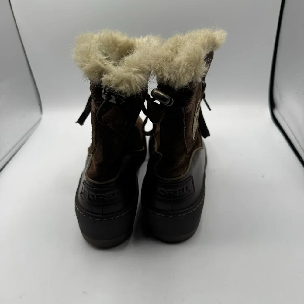 Sorel Tivoli II Boots Women 9.5 UK 7.5 Brown Waterproof Winter Snow Fur Lace Up